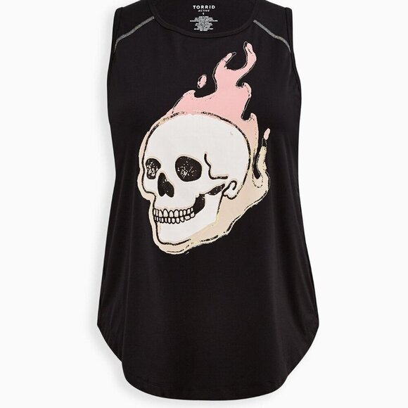 Torrid Tech Jersey Sleeveless Active Tank 2x flaming skull - Picture 3 of 12